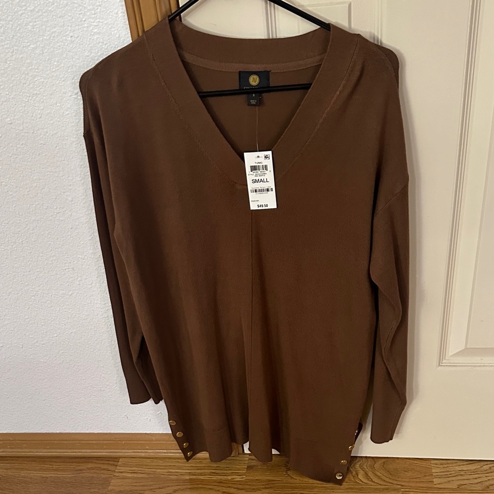 JM Collection Brown Knitwear Tunic Sz S NWT